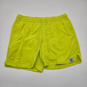 George Neon‎ Yellow Elastic Waist Drawstring Shorts Size Large 36 38 Inseam 6"